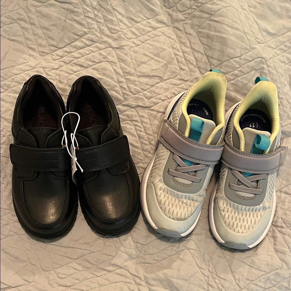 11c boys shoe bundle Black dress shoes and gray athletic shoe bundle